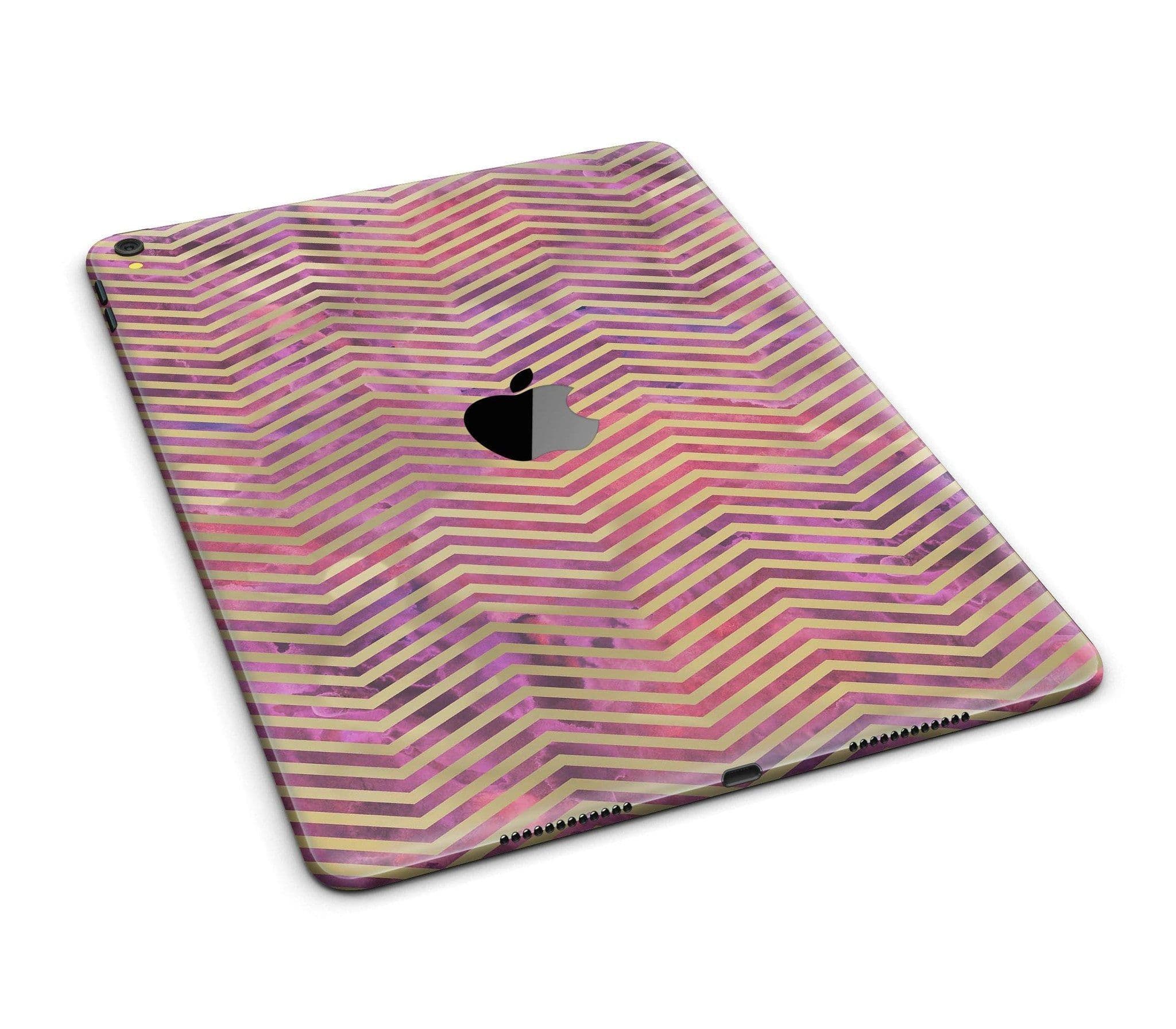 image-Gold Chevron Over Abstract Fumes Full Body Skin for the iPad Pro
