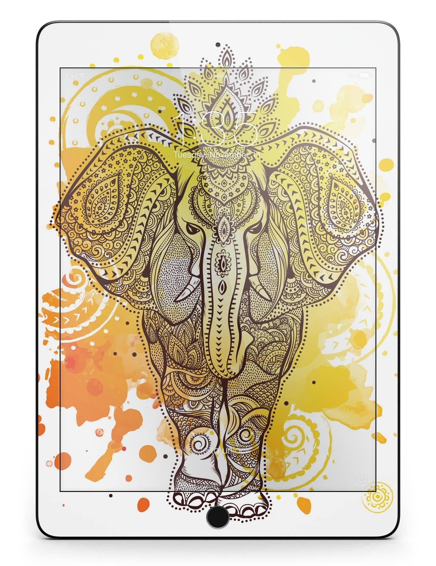 image-Bright Orange Ethnic Elephant Full Body Skin for the iPad Pro (12.9"