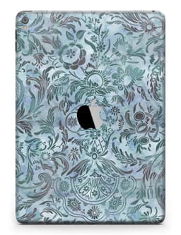 image-Blue-Green Damask Watercolor Pattern Full Body Skin for the iPad Pro