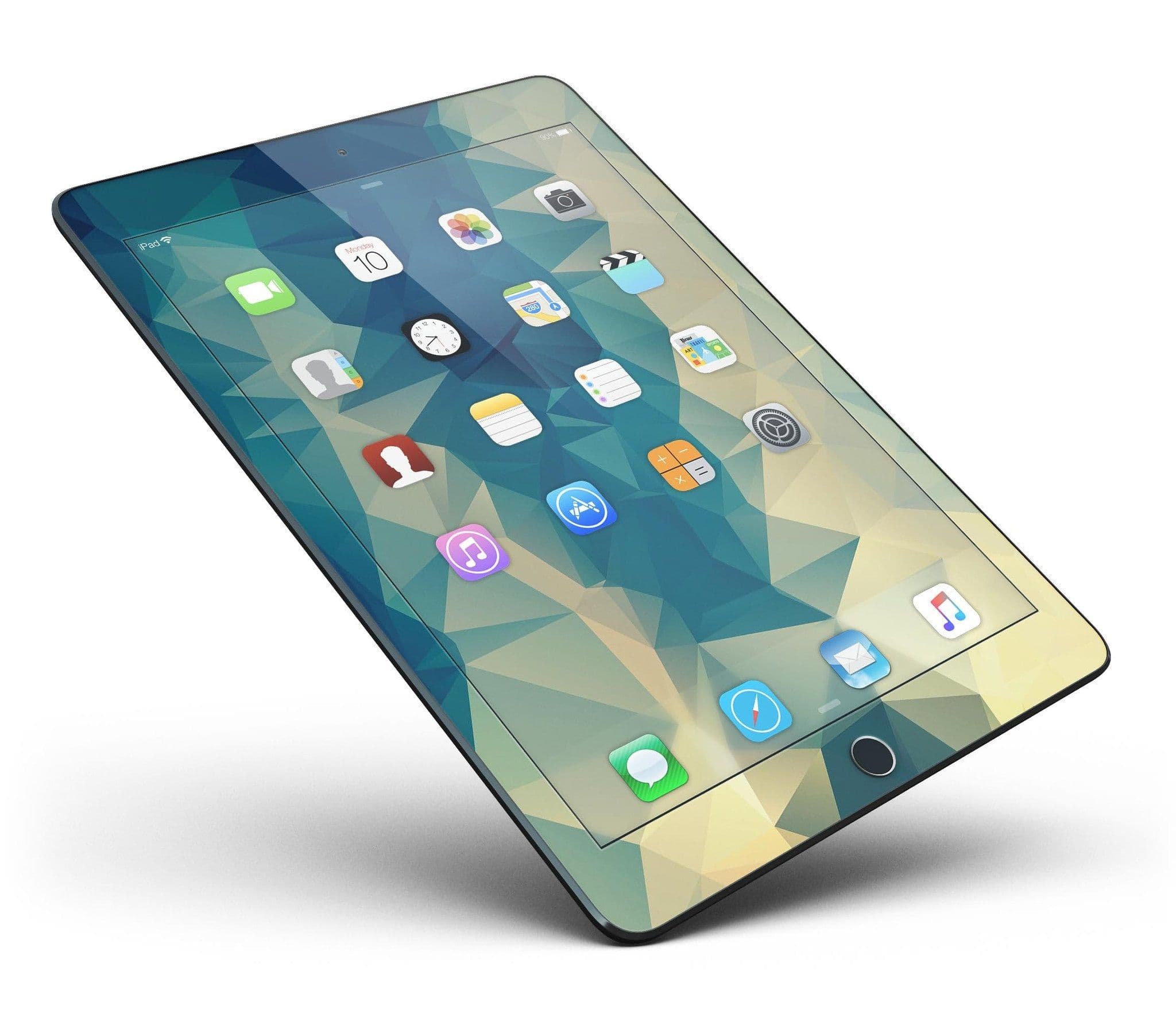 image-Abstract Aqua and Gold Geometric Shapes Full Body Skin for the iPad