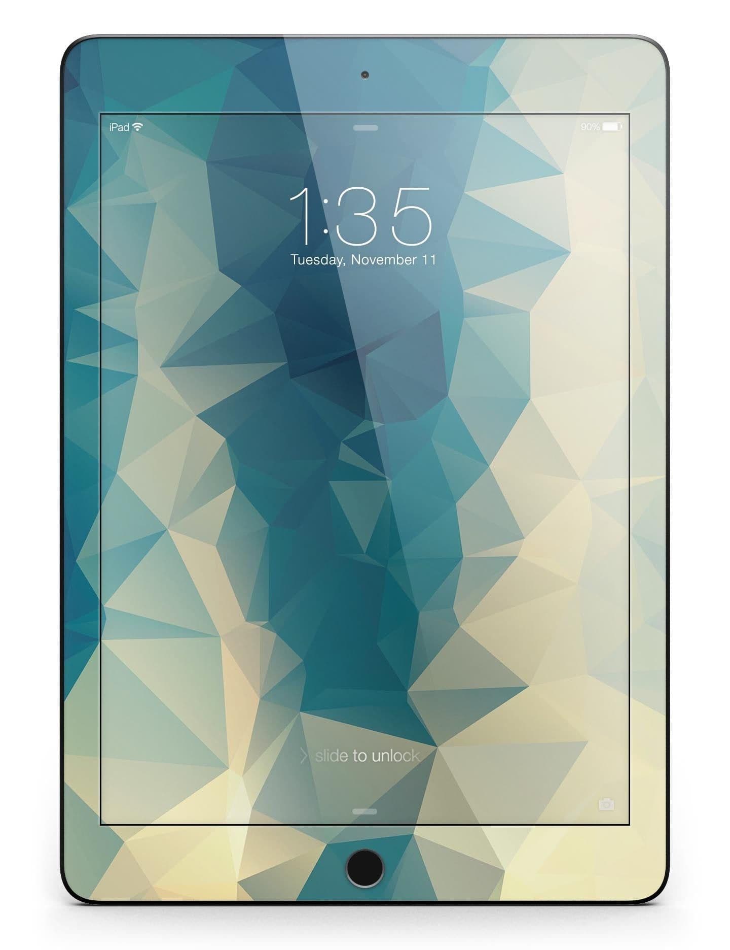 image-Abstract Aqua and Gold Geometric Shapes Full Body Skin for the iPad
