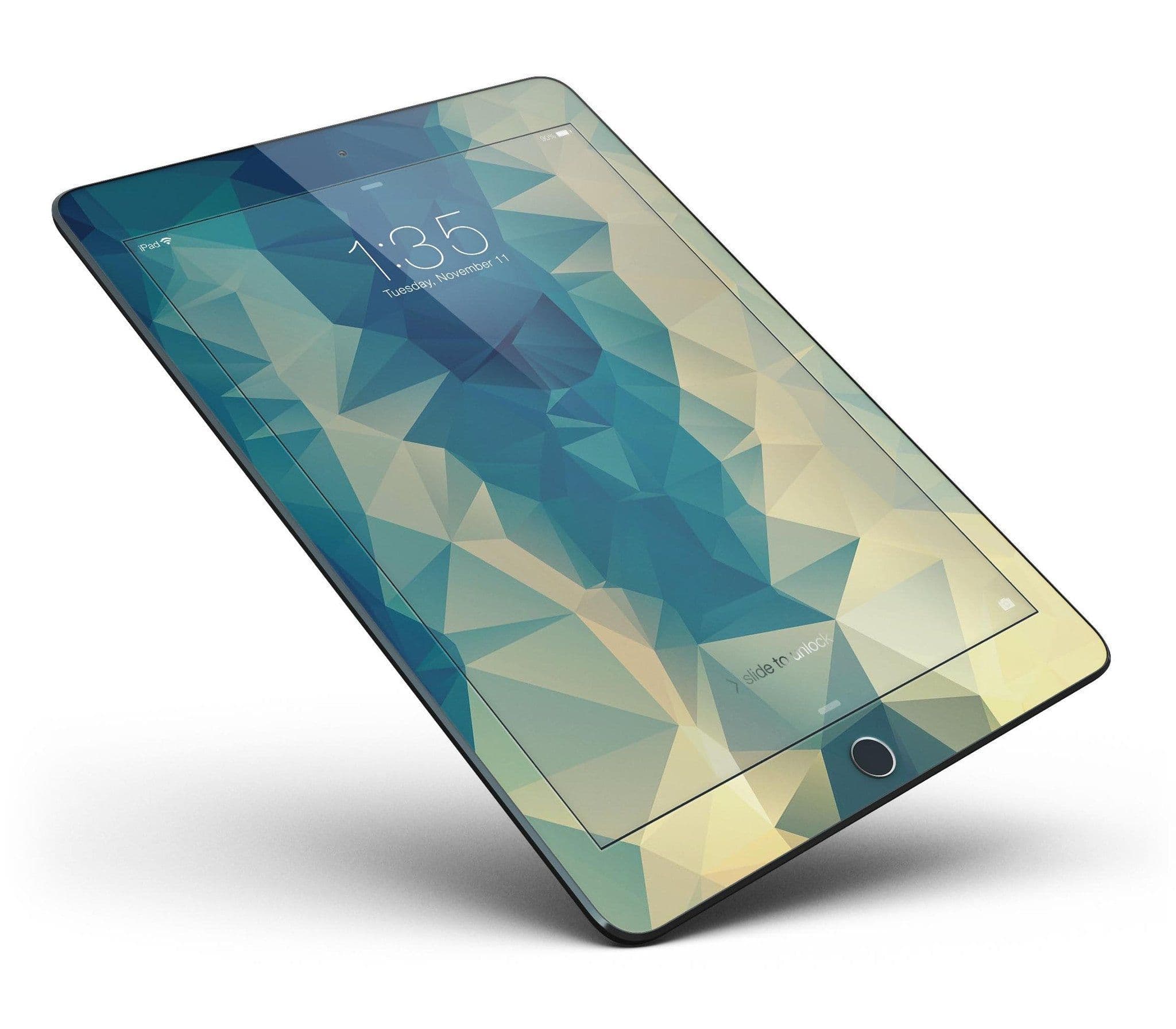 image-Abstract Aqua and Gold Geometric Shapes Full Body Skin for the iPad
