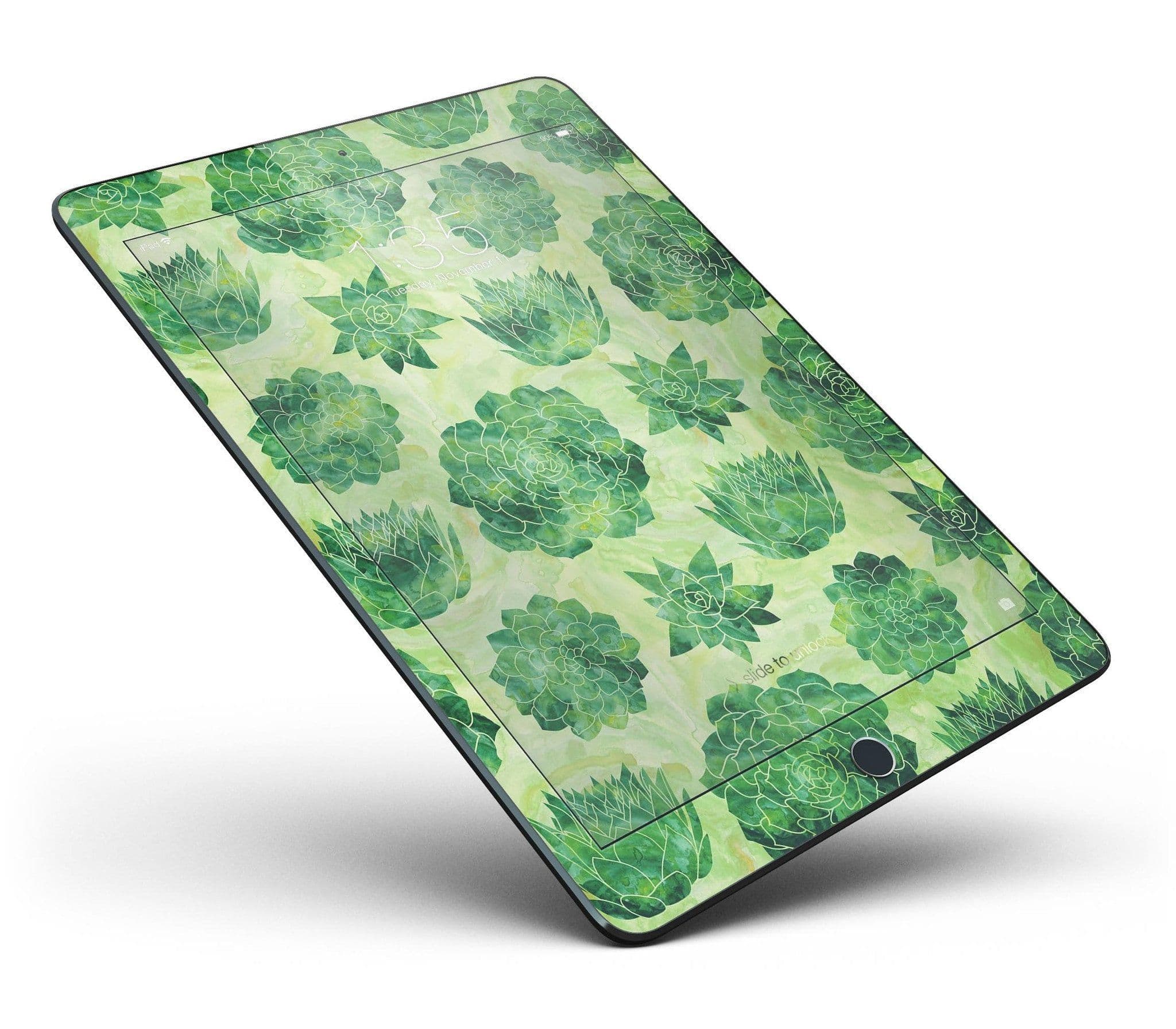image-Green Floral Succulents Full Body Skin for the iPad Pro (12.9" or 9.7"