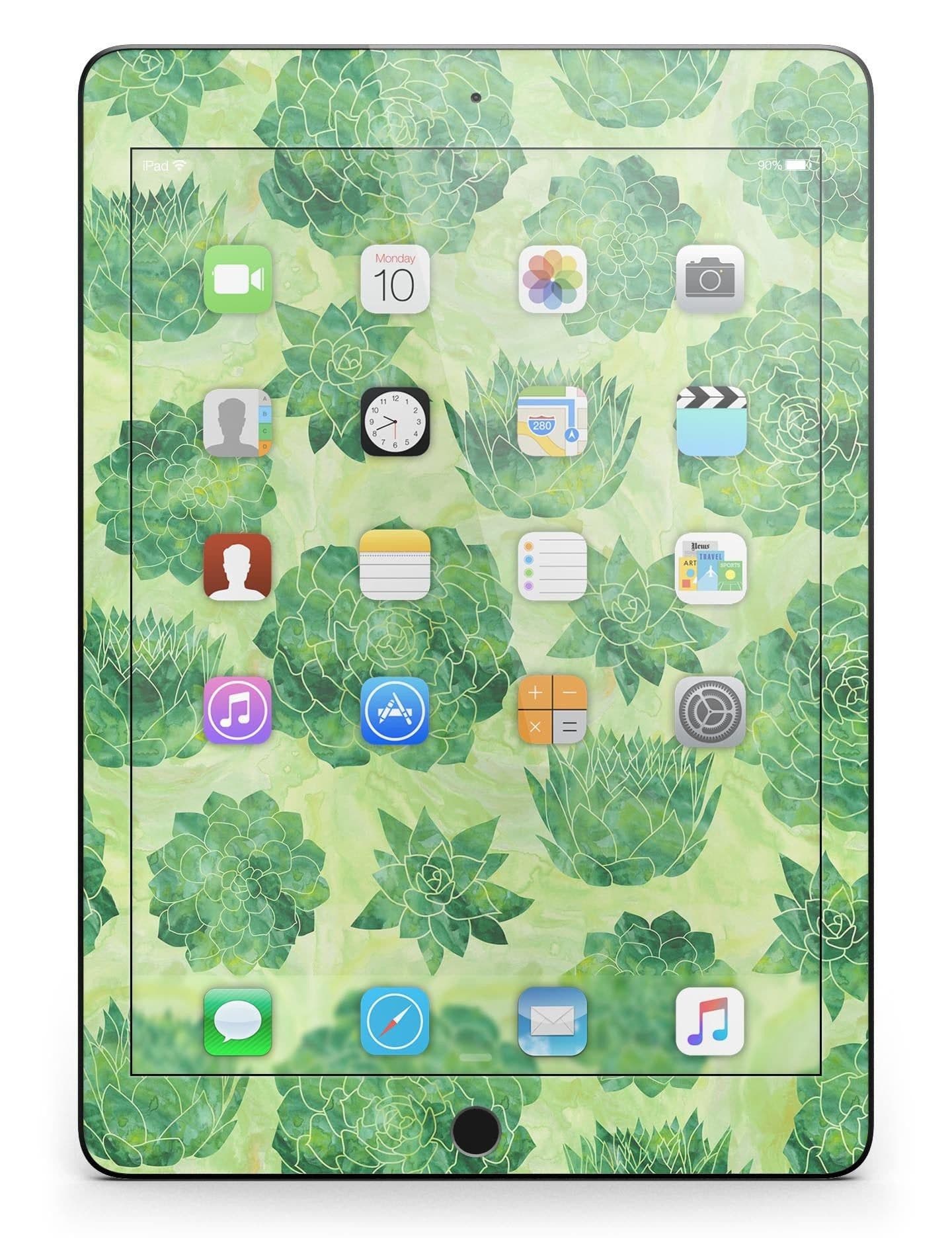 image-Green Floral Succulents Full Body Skin for the iPad Pro (12.9" or 9.7"
