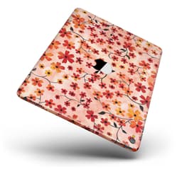 image-Flowers with Stems over Orange Watercolor Full Body Skin for the iPad