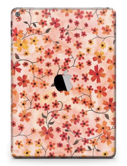 image-Flowers with Stems over Orange Watercolor Full Body Skin for the iPad