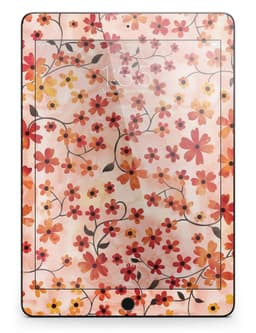 image-Flowers with Stems over Orange Watercolor Full Body Skin for the iPad