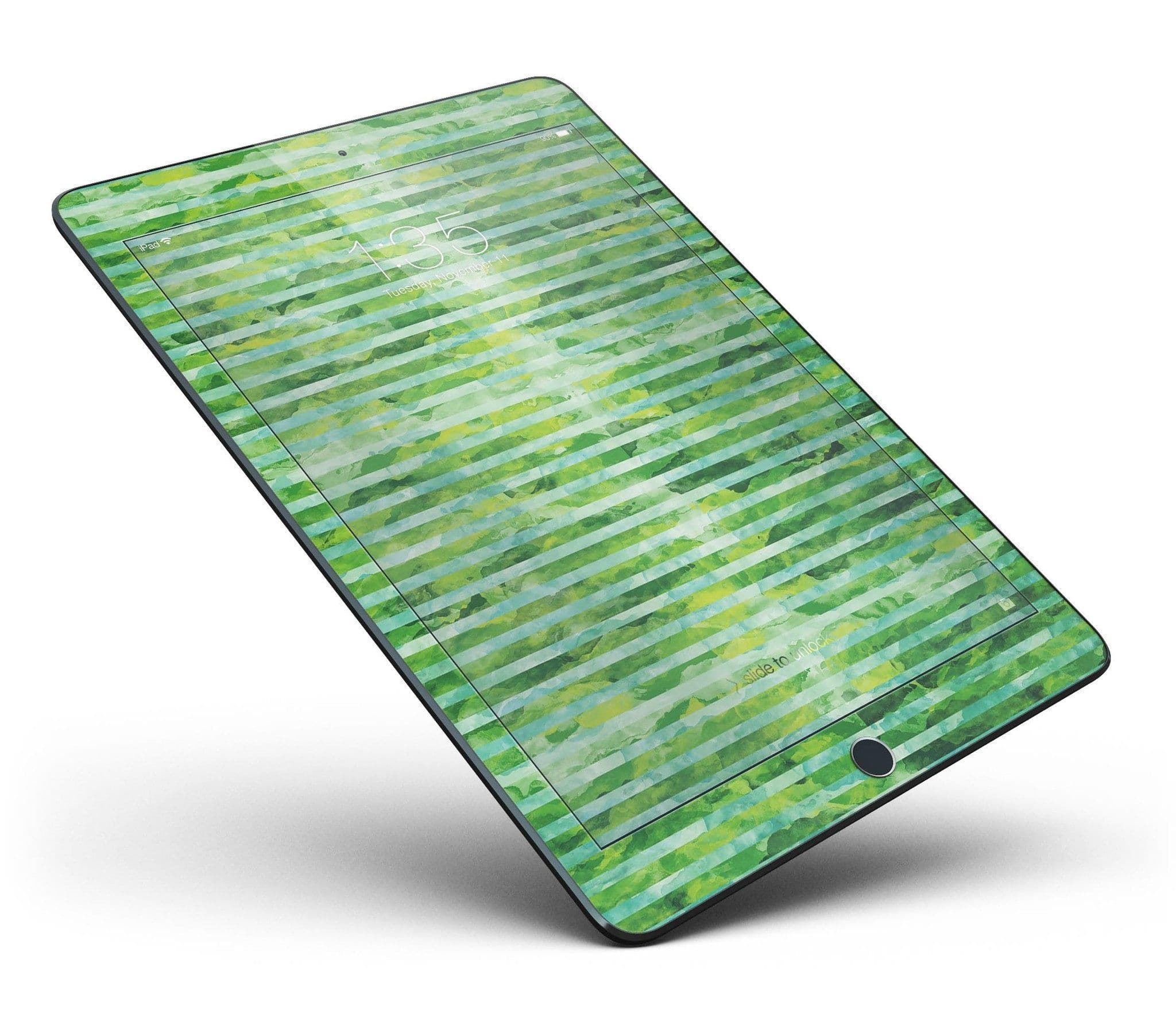 image-Green Watercolor Stripes Full Body Skin for the iPad Pro (12.9" or