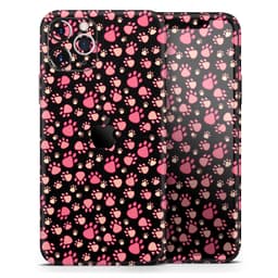 image-Pink Paw Prints on Black // Skin-Kit compatible with the Apple iPhone