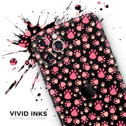 image-Pink Paw Prints on Black // Skin-Kit compatible with the Apple iPhone