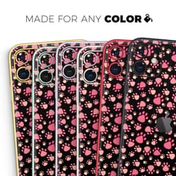 image-Pink Paw Prints on Black // Skin-Kit compatible with the Apple iPhone