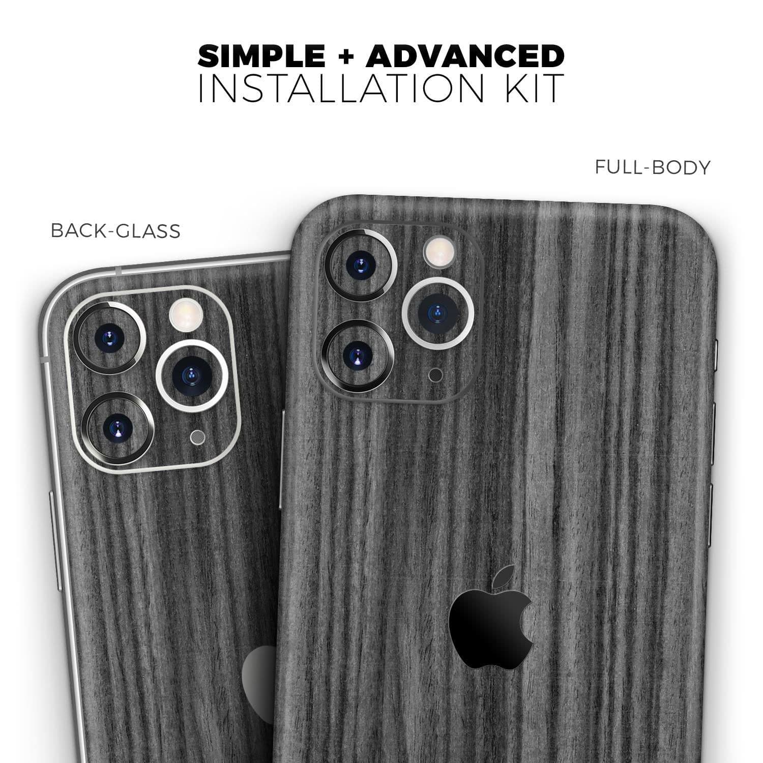 image-Dark Ebony Woodgrain - Skin-Kit compatible with the Apple iPhone 13,