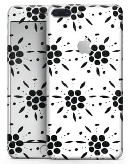image-Black Floral Pedals with Clear Cacking - Skin-kit for the iPhone 8 or