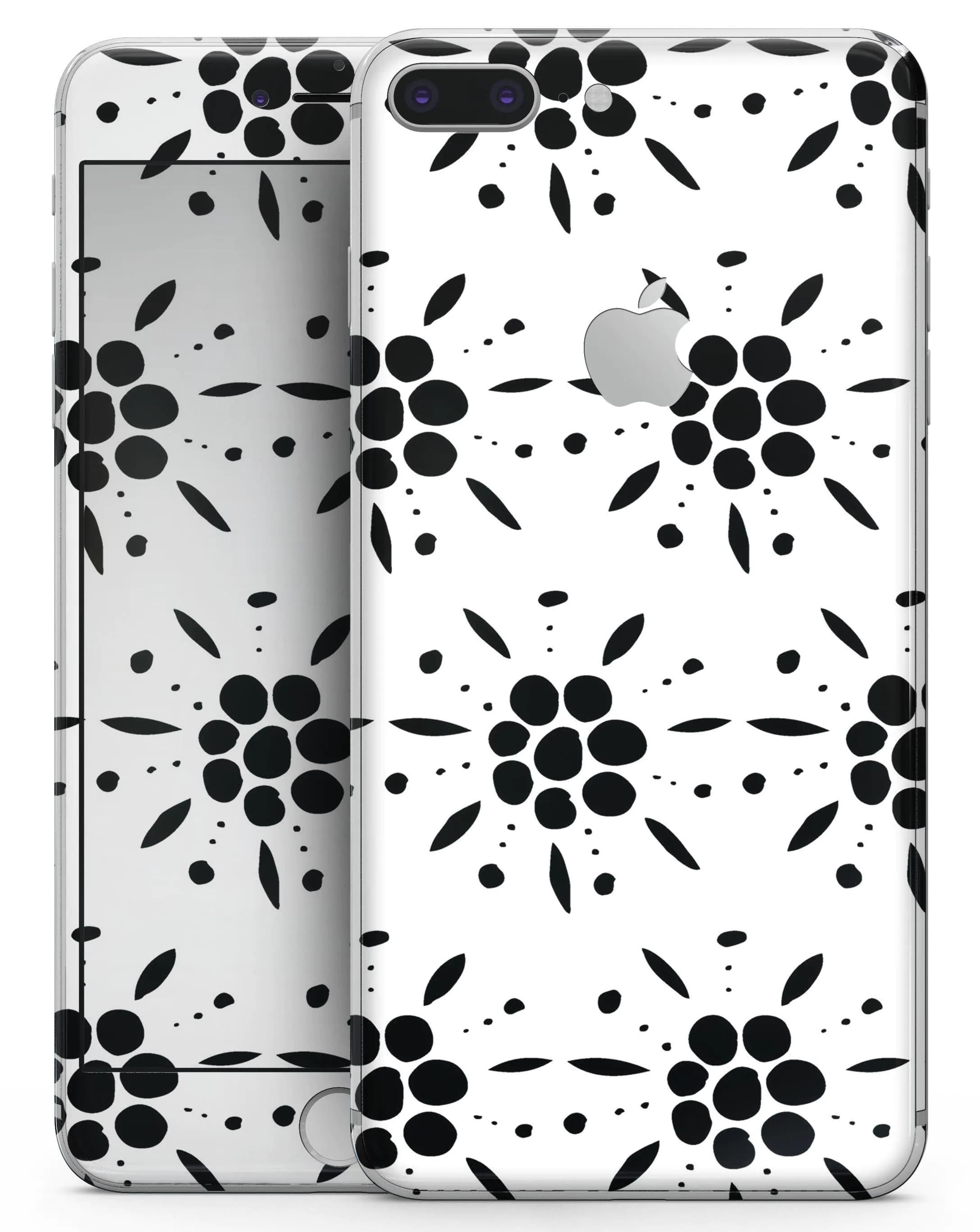 image-Black Floral Pedals with Clear Cacking - Skin-kit for the iPhone 8 or