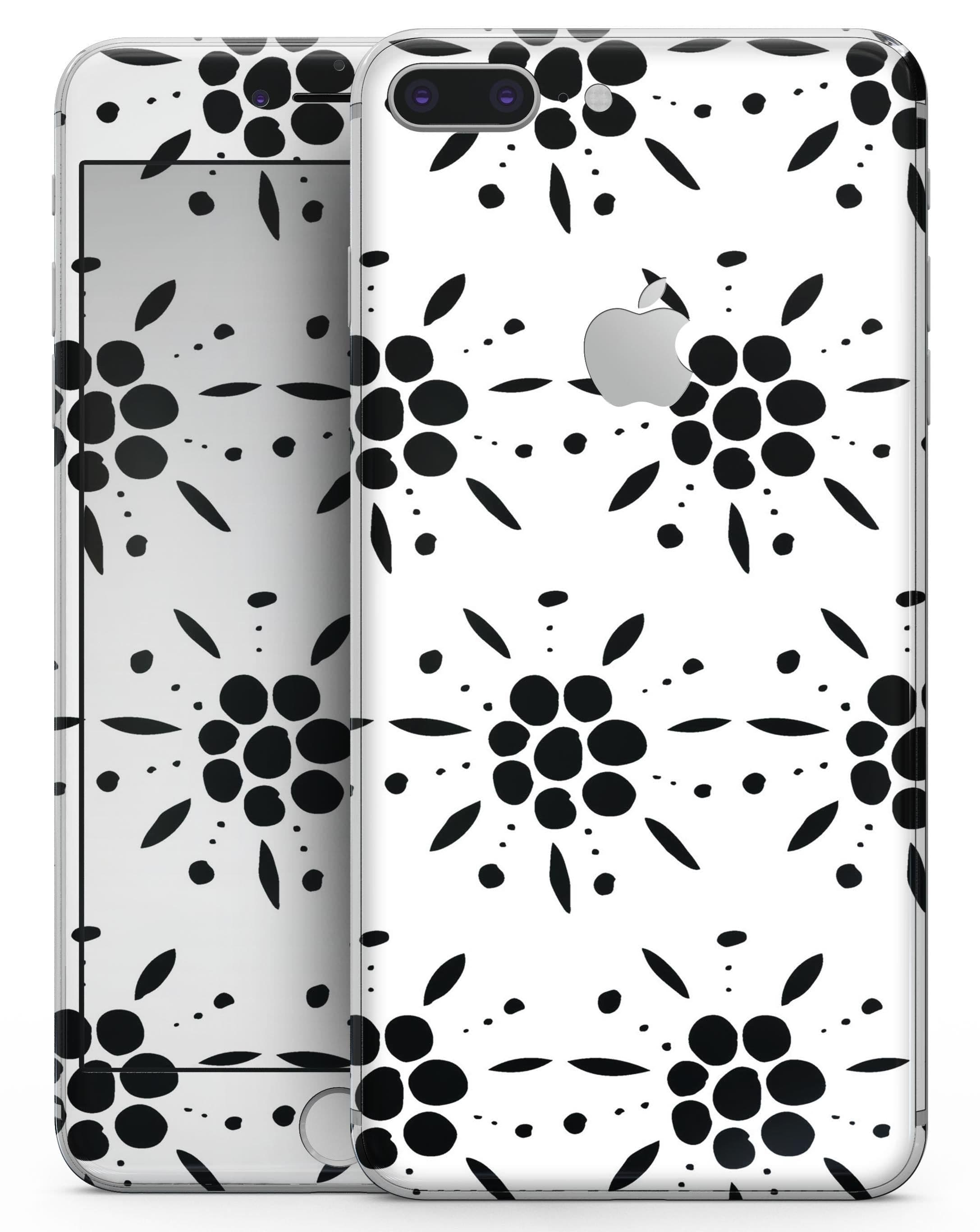 image-Black Floral Pedals with Clear Cacking - Skin-kit for the iPhone 8 or