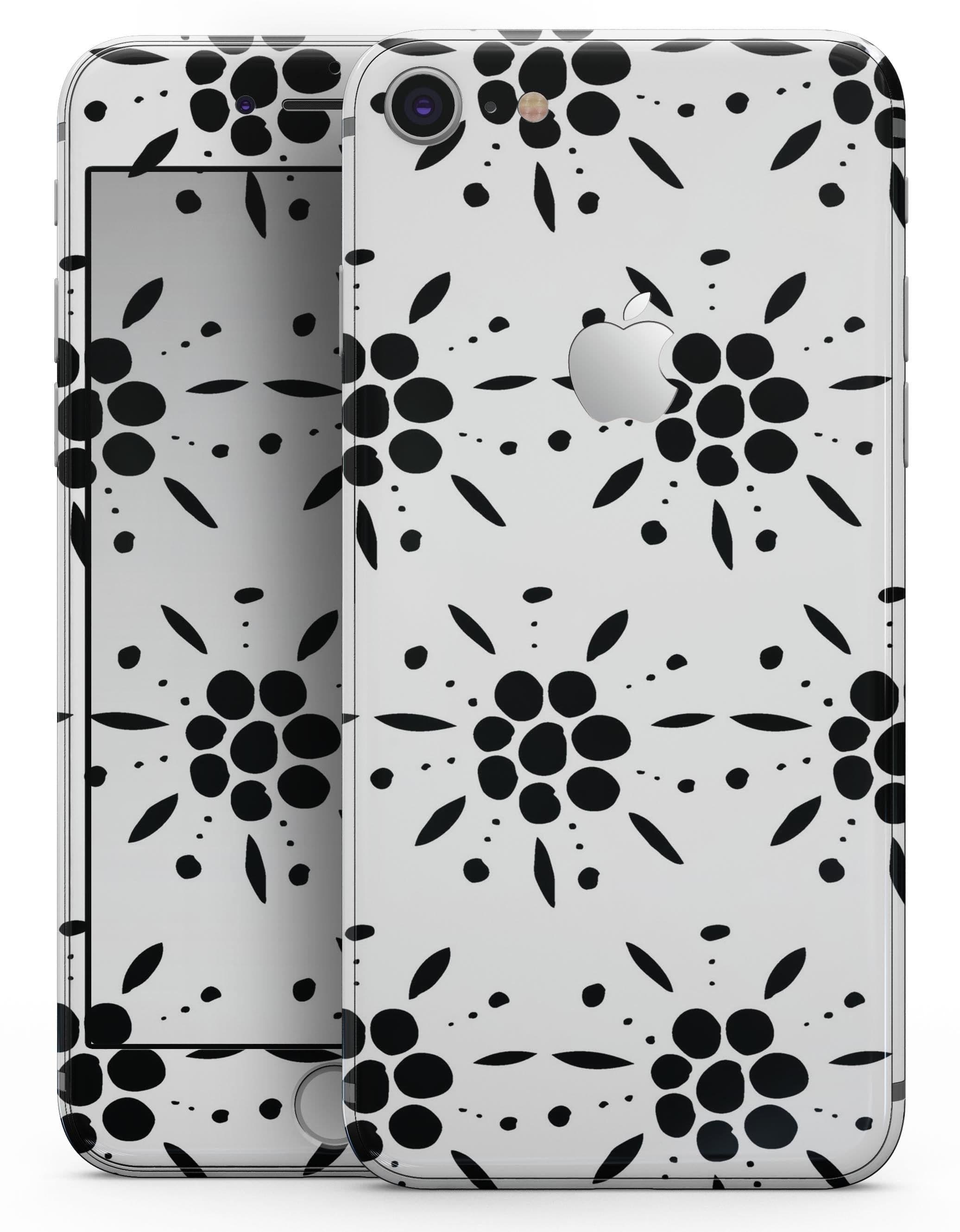 image-Black Floral Pedals with Clear Cacking - Skin-kit for the iPhone 8 or