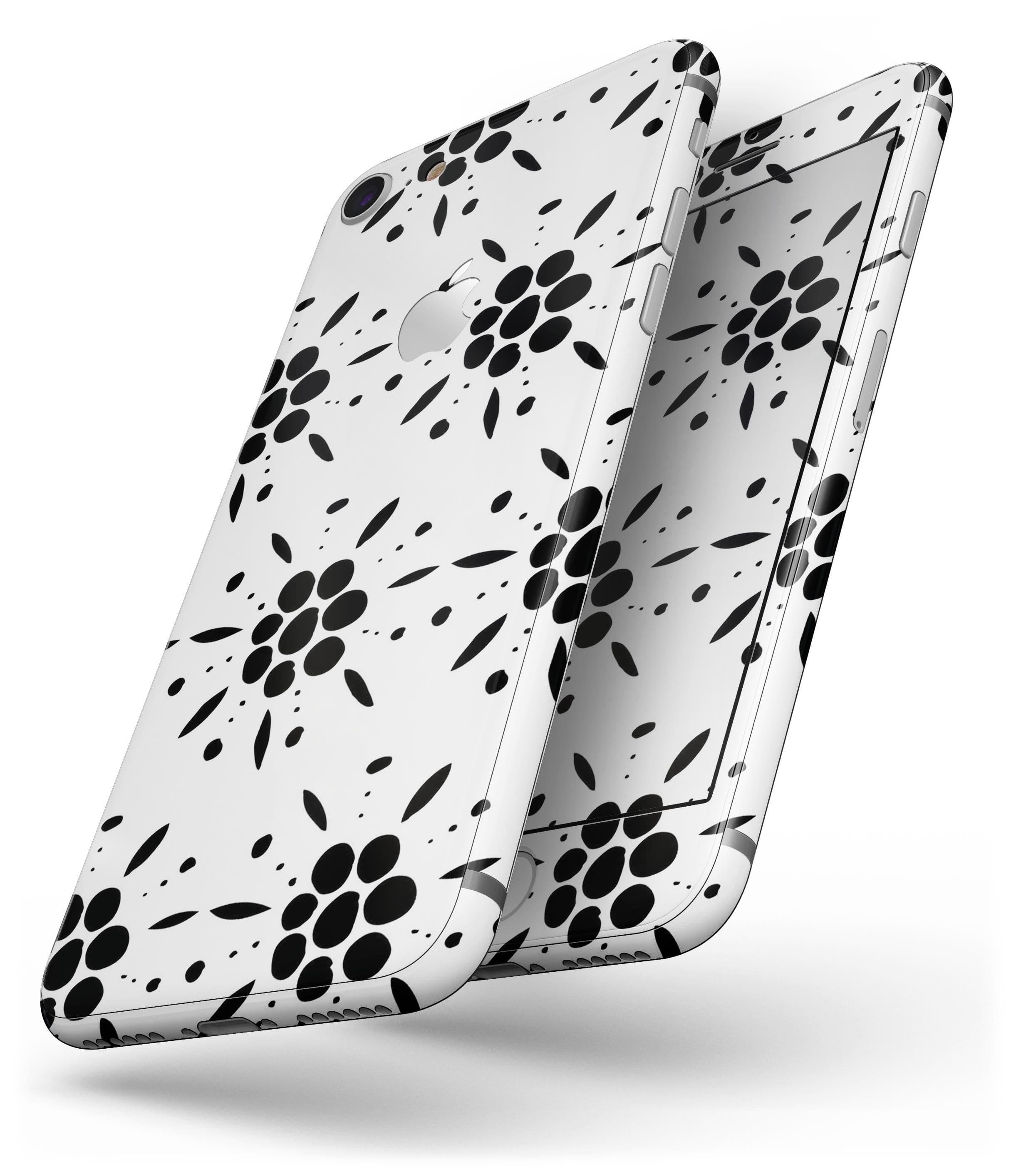 image-Black Floral Pedals with Clear Cacking - Skin-kit for the iPhone 8 or