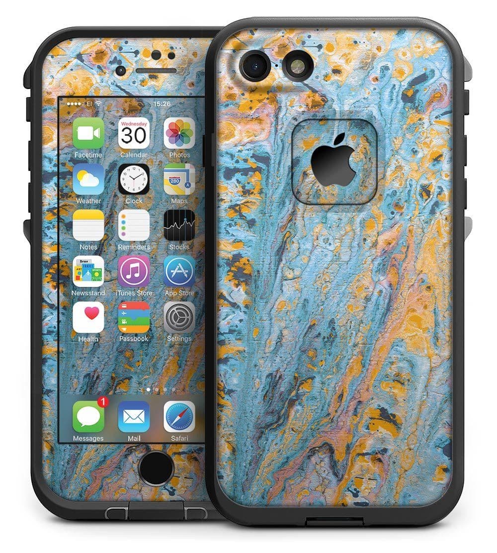 image-Abstract Wet Paint Teal and Gold - iPhone 7 LifeProof Fre Case Skin