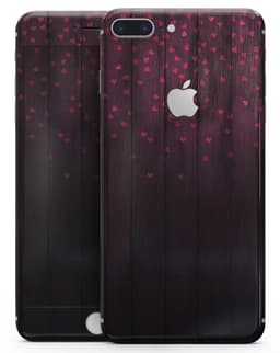 image-Falling Micro Hearts Over Burgundy Planks of Wood - Skin-kit for the