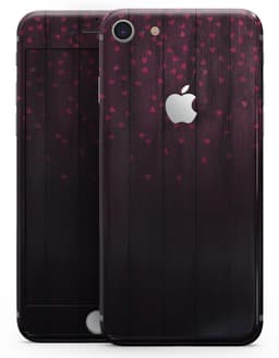 image-Falling Micro Hearts Over Burgundy Planks of Wood - Skin-kit for the