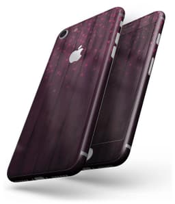 image-Falling Micro Hearts Over Burgundy Planks of Wood - Skin-kit for the