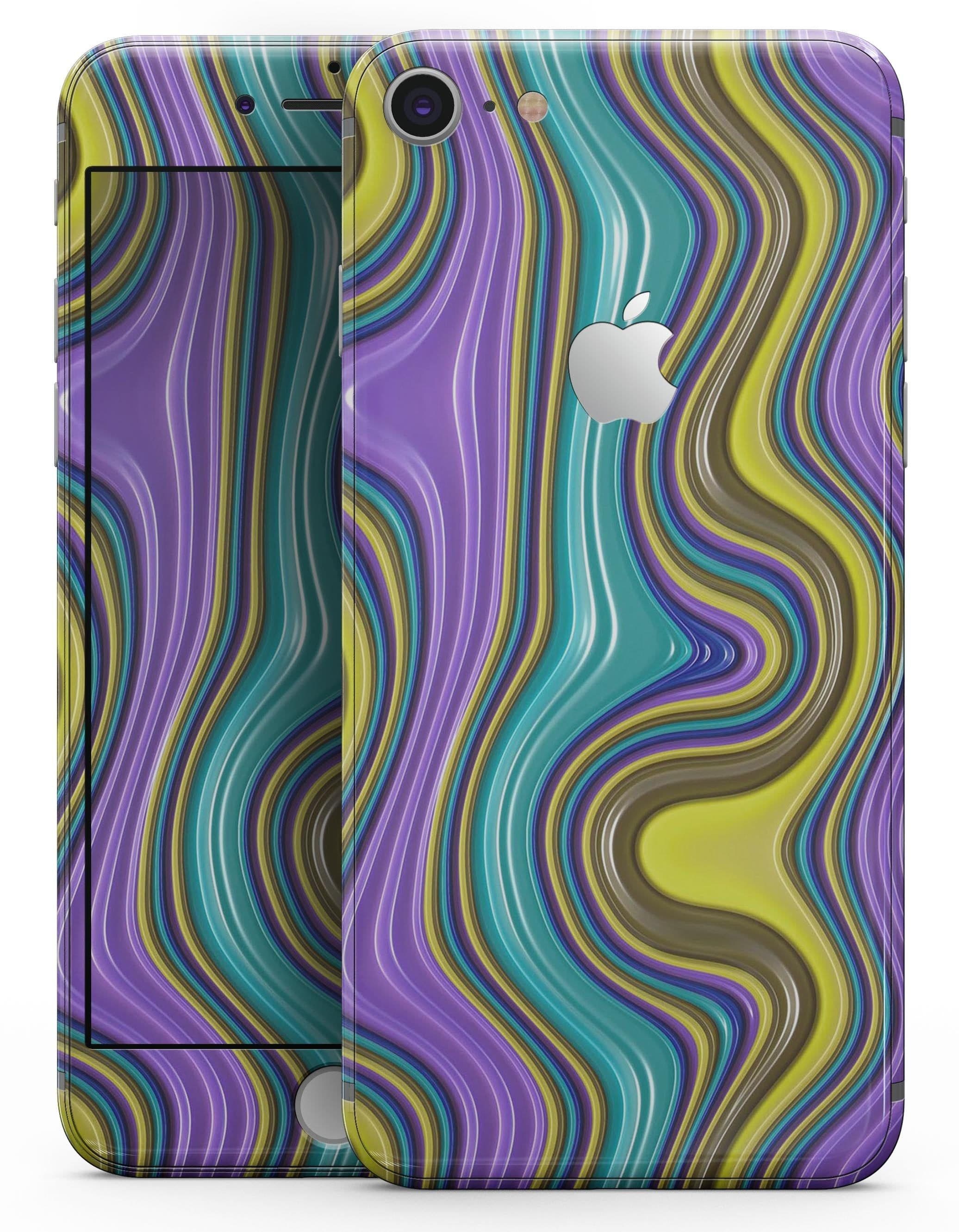 image-Bright Purple Teal and Mustard Yellow Color Waves - Skin-kit for the