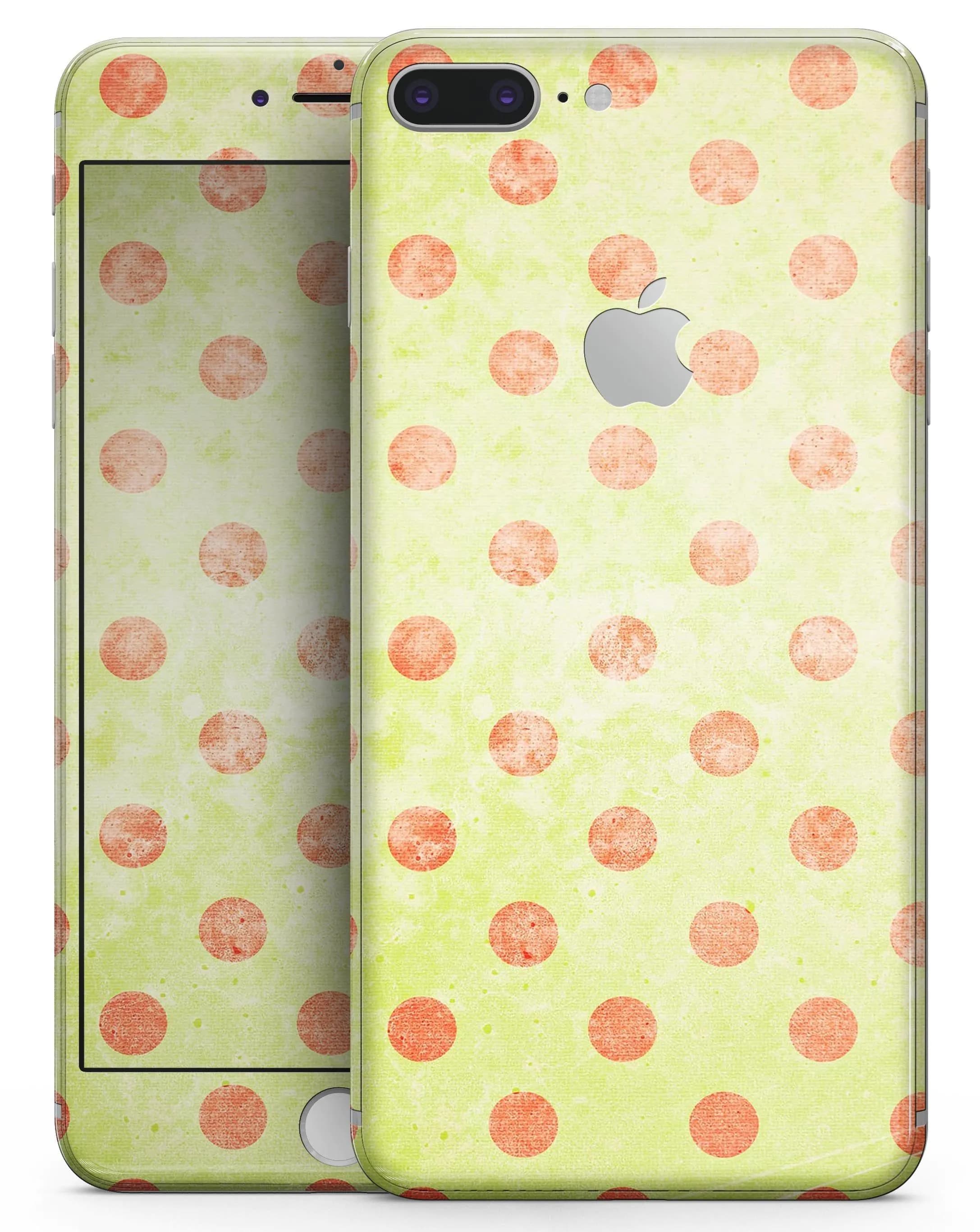image-Coral Polka Dots Over Grunge Yellow - Skin-kit for the iPhone 8 or 8