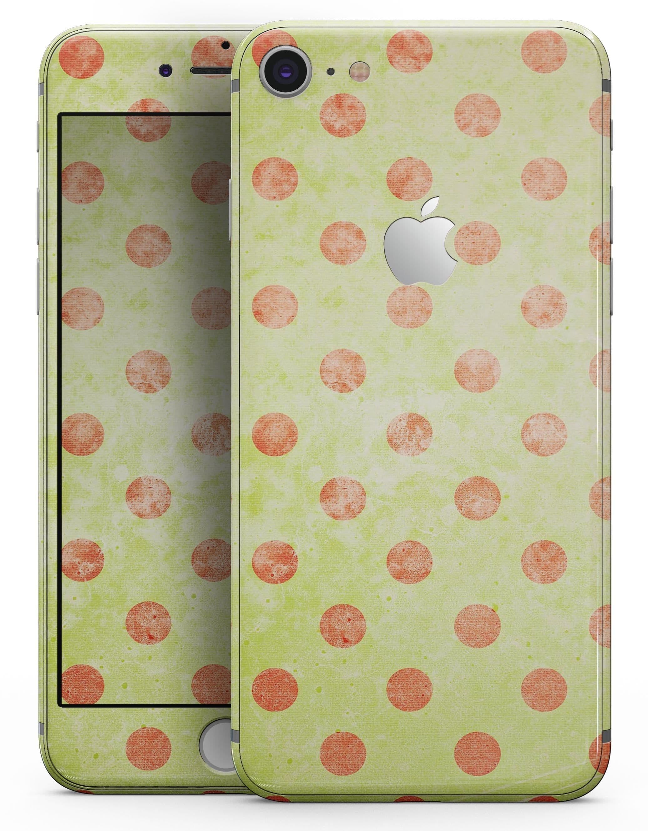 image-Coral Polka Dots Over Grunge Yellow - Skin-kit for the iPhone 8 or 8
