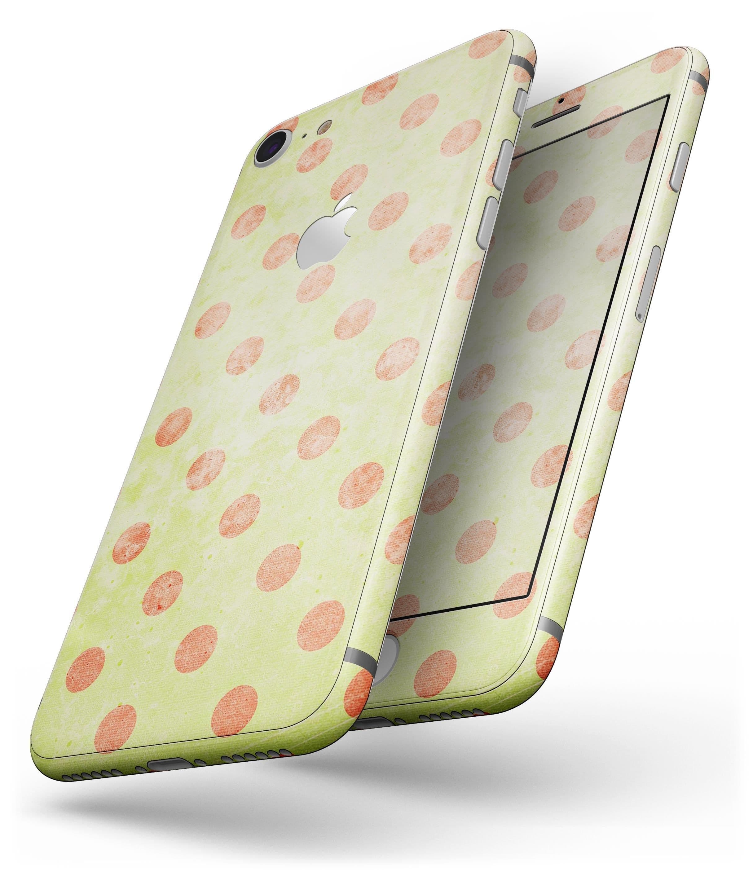 image-Coral Polka Dots Over Grunge Yellow - Skin-kit for the iPhone 8 or 8