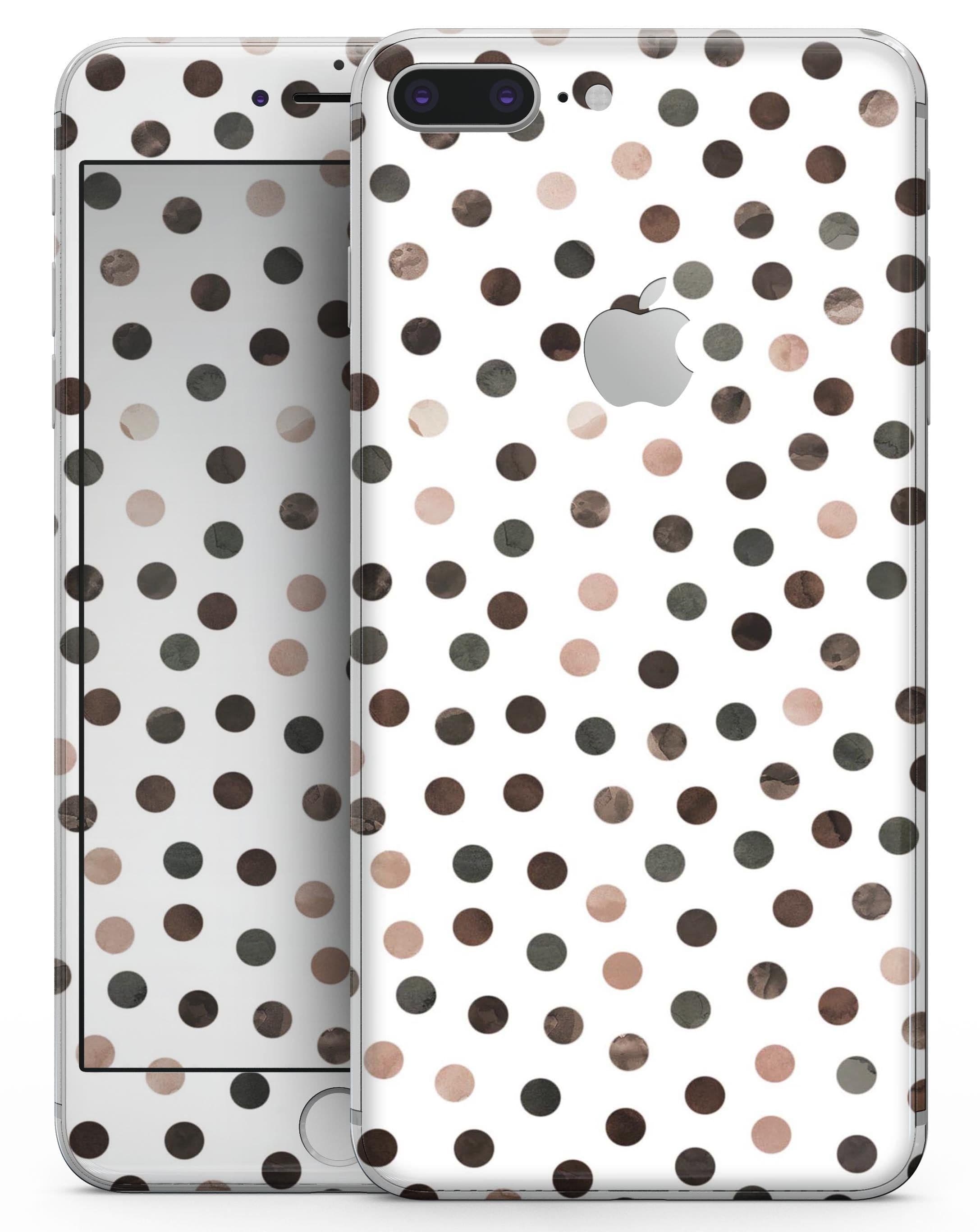 image-Brown Watercolor Dots over White - Skin-kit for the iPhone 8 or 8 Plus