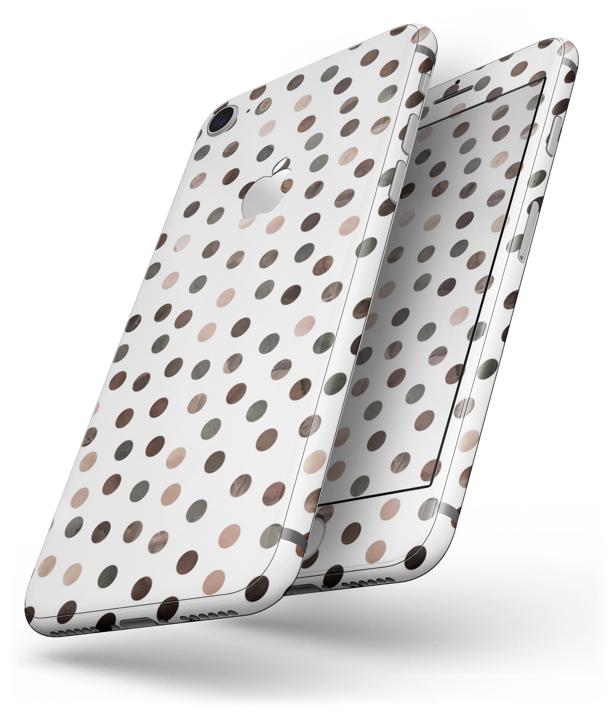 image-Brown Watercolor Dots over White - Skin-kit for the iPhone 8 or 8 Plus