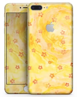 image-Cute Watercolor Flowers over Yellow - Skin-kit for the iPhone 8 or 8