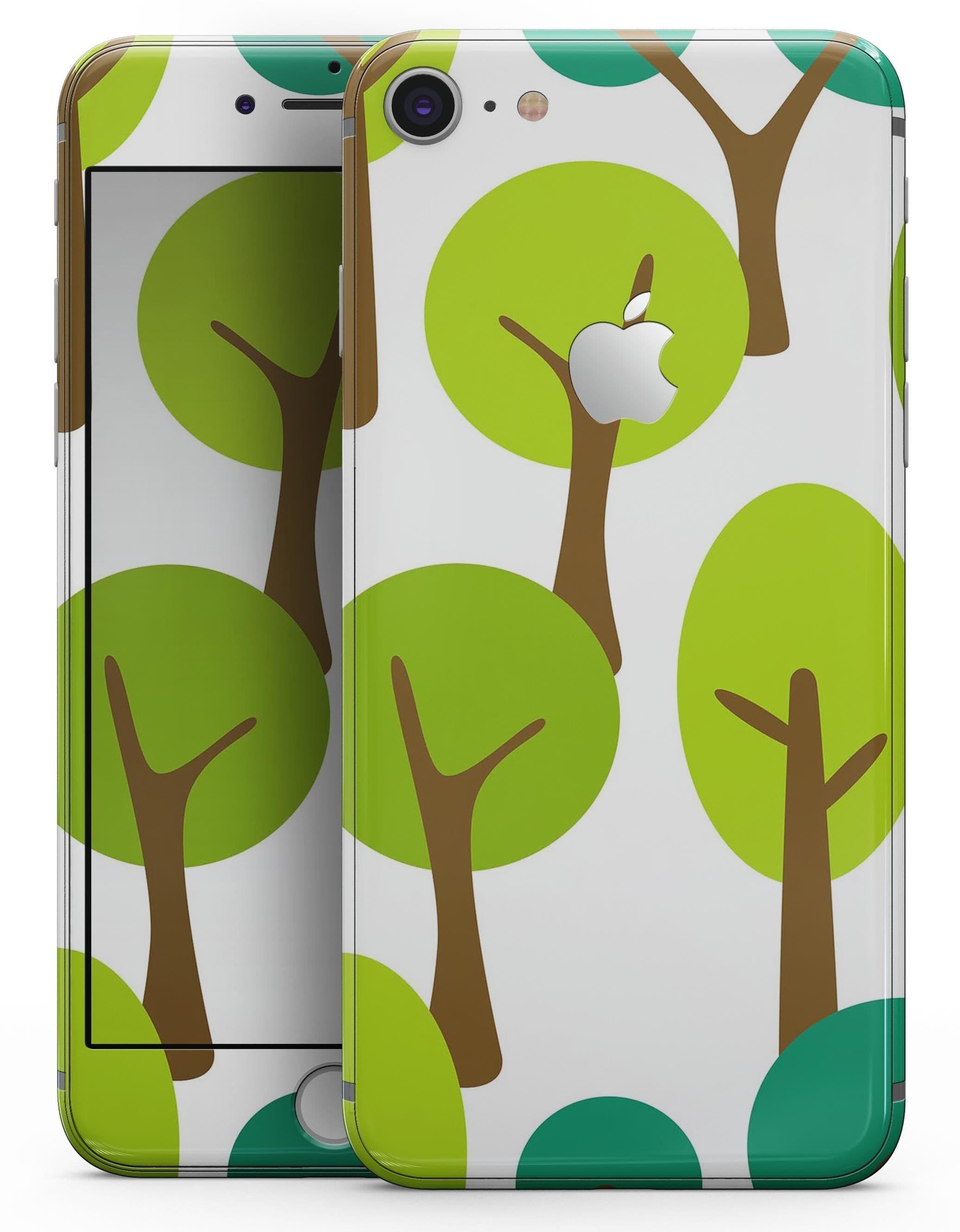 image-Bright Shades of Green Cartoon Trees - Skin-kit for the iPhone 8 or 8