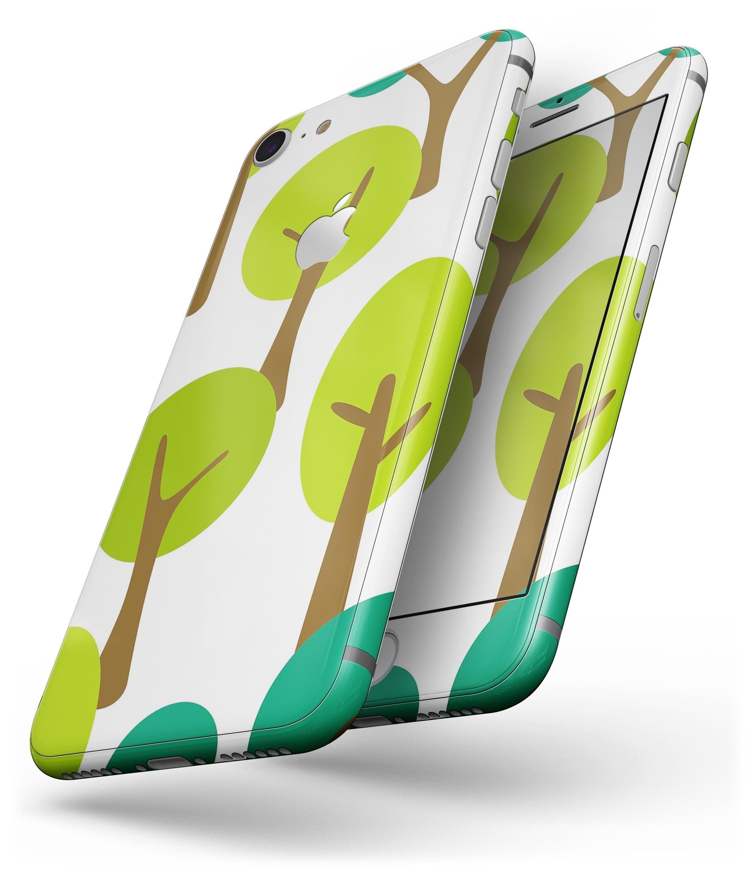 image-Bright Shades of Green Cartoon Trees - Skin-kit for the iPhone 8 or 8