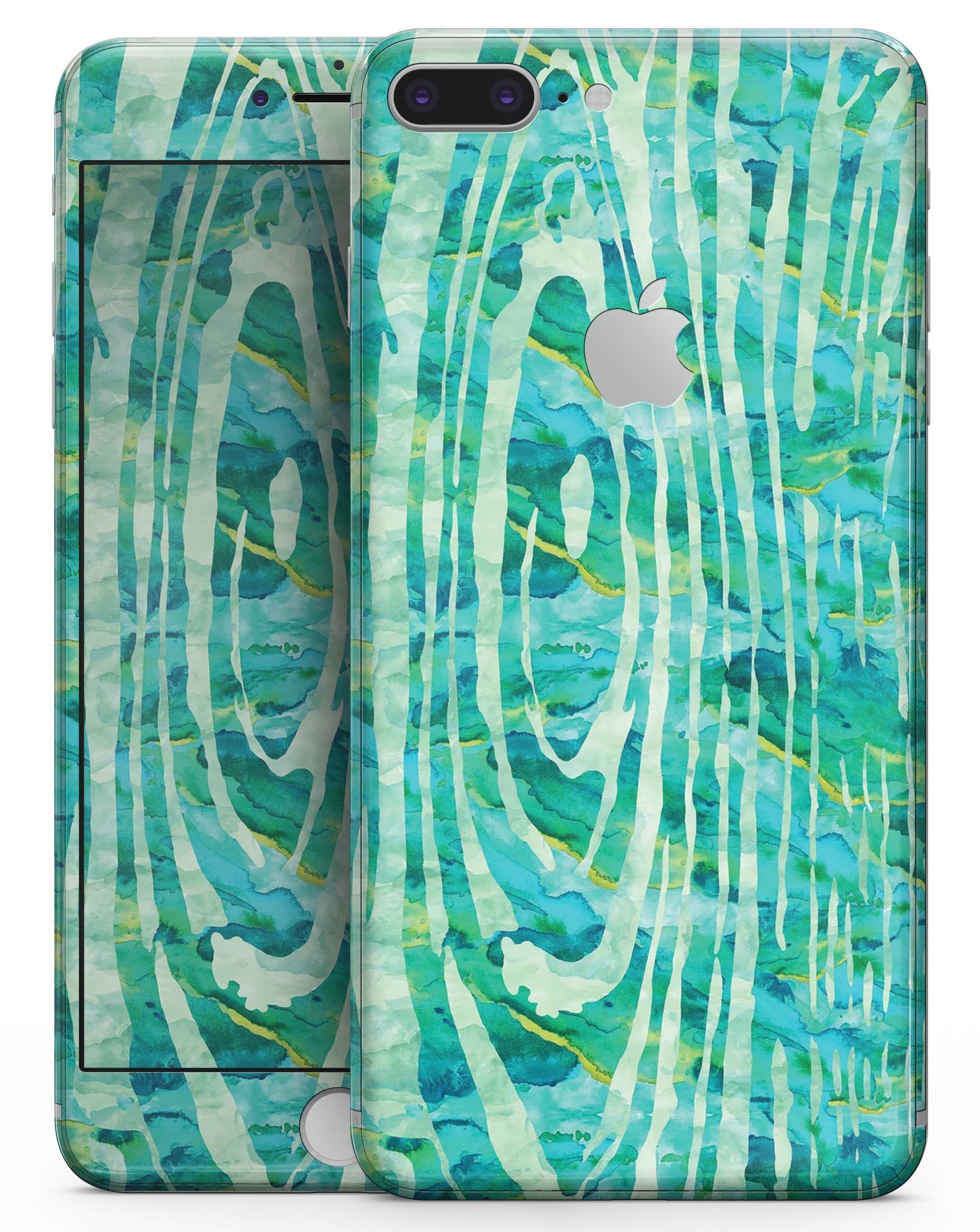 image-Green Watercolor Woodgrain - Skin-kit for the iPhone 8 or 8 Plus