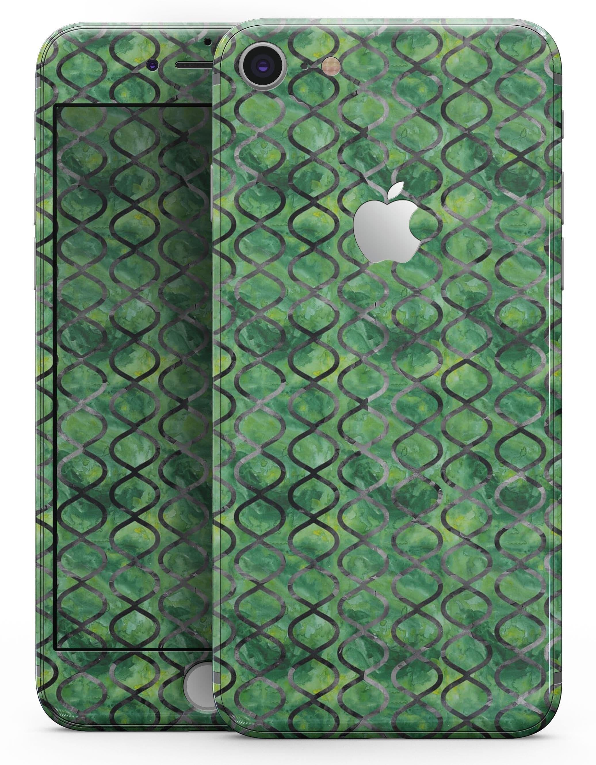 image-Green Watercolor Helix Pattern - Skin-kit for the iPhone 8 or 8 Plus
