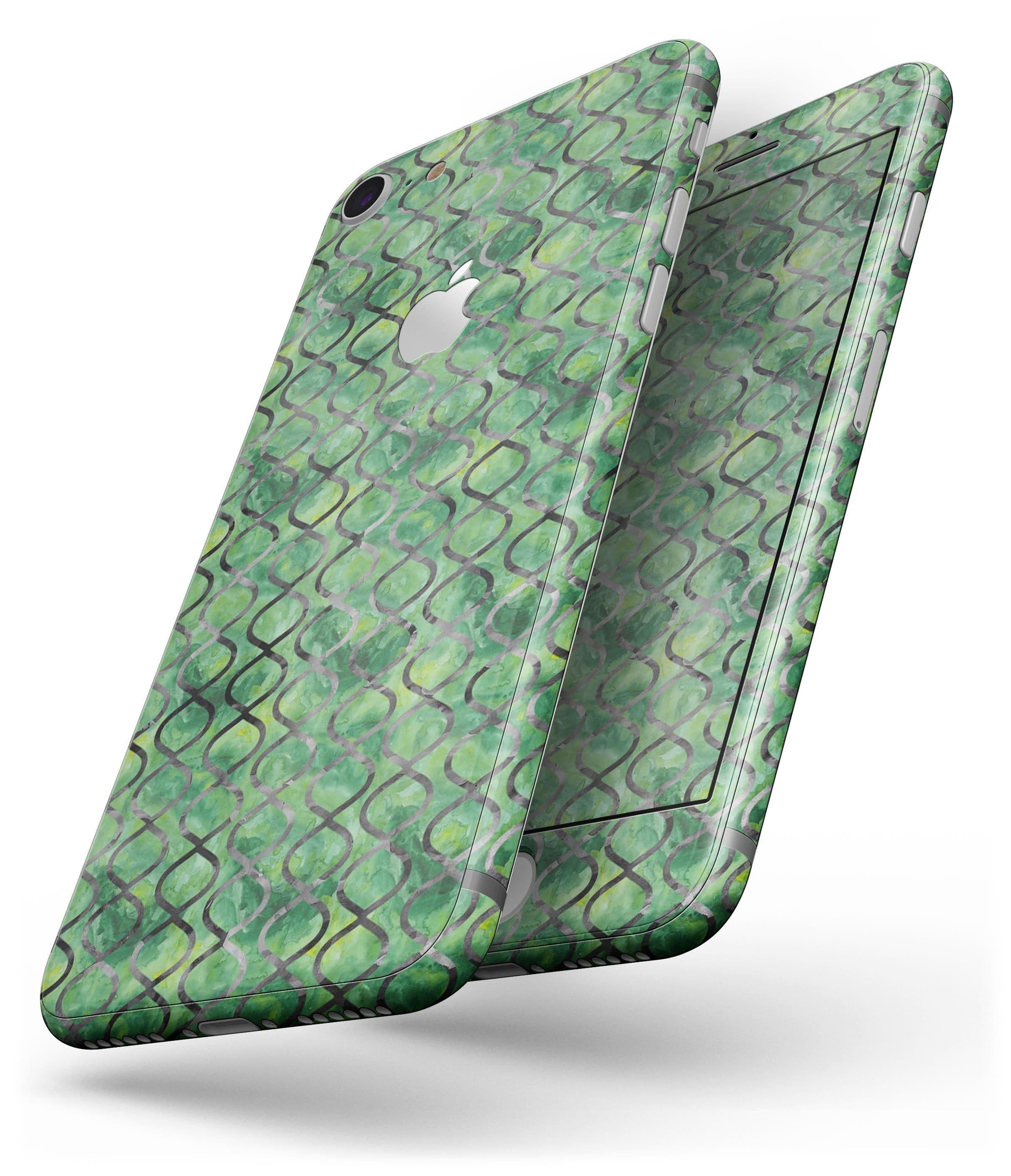 image-Green Watercolor Helix Pattern - Skin-kit for the iPhone 8 or 8 Plus