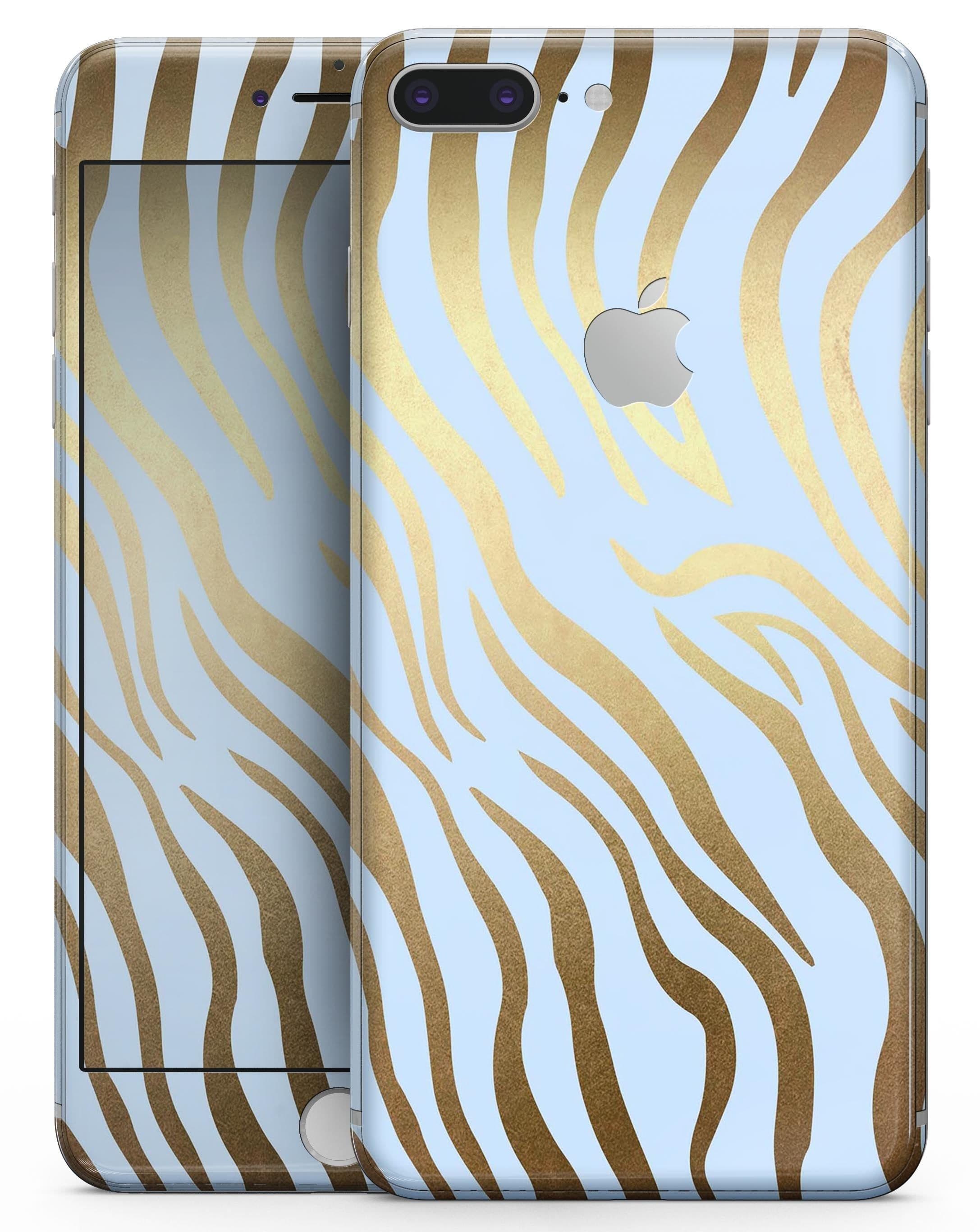 image-Gold Flaked Animal blue Zebra 2 - Skin-kit for the iPhone 8 or 8 Plus