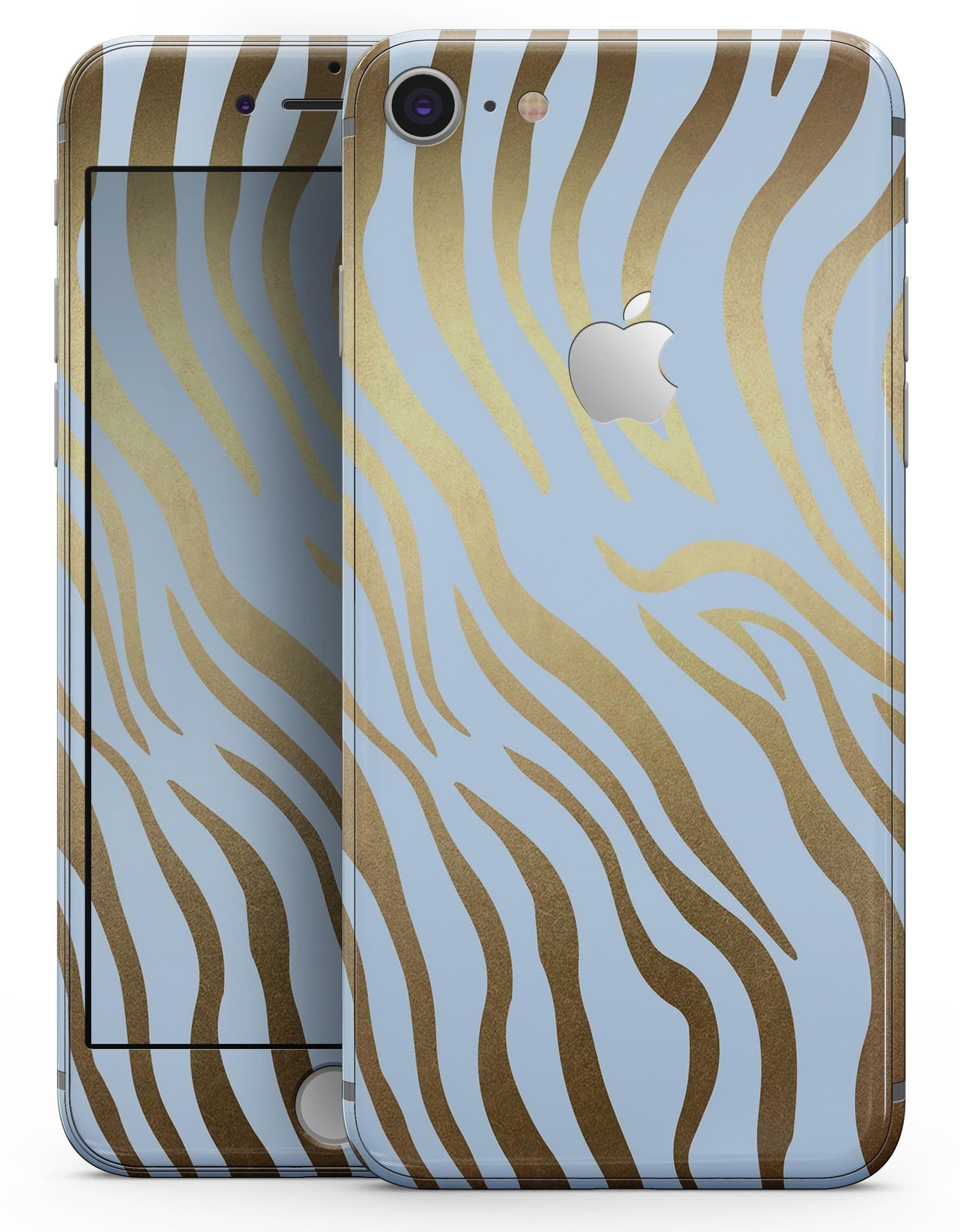 image-Gold Flaked Animal blue Zebra 2 - Skin-kit for the iPhone 8 or 8 Plus