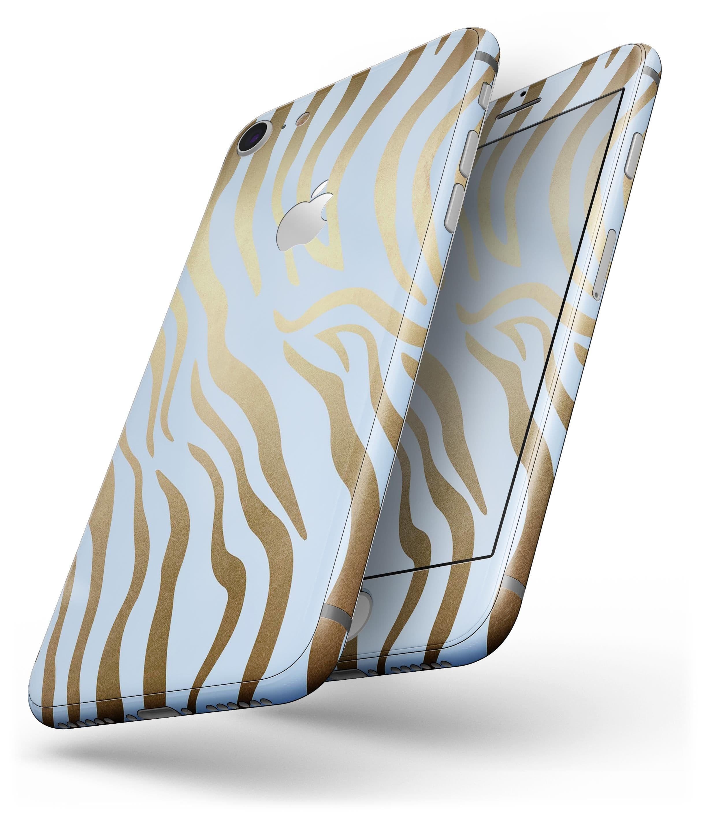 image-Gold Flaked Animal blue Zebra 2 - Skin-kit for the iPhone 8 or 8 Plus