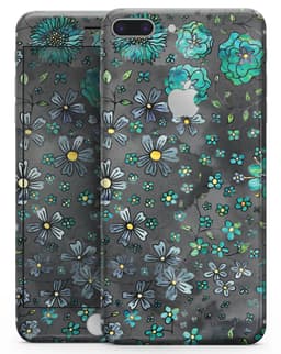 image-Floral Pattern on Black Watercolor - Skin-kit for the iPhone 8 or 8