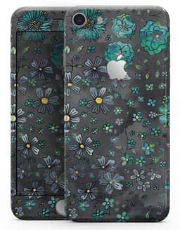 image-Floral Pattern on Black Watercolor - Skin-kit for the iPhone 8 or 8