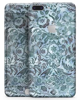 image-Blue-Green Damask Watercolor Pattern - Skin-kit for the iPhone 8 or 8