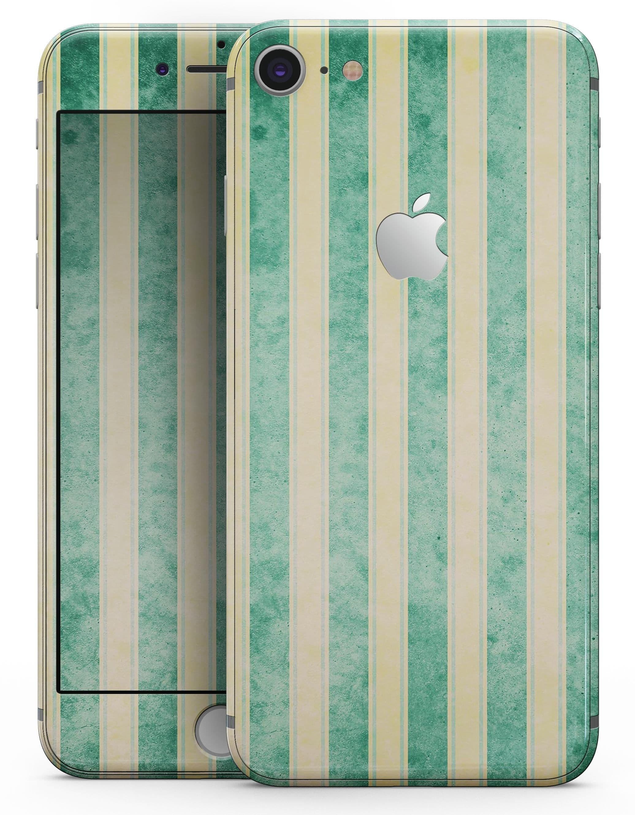 image-Green Grunge Vertival Stripes Over Yellow - Skin-kit for the iPhone 8