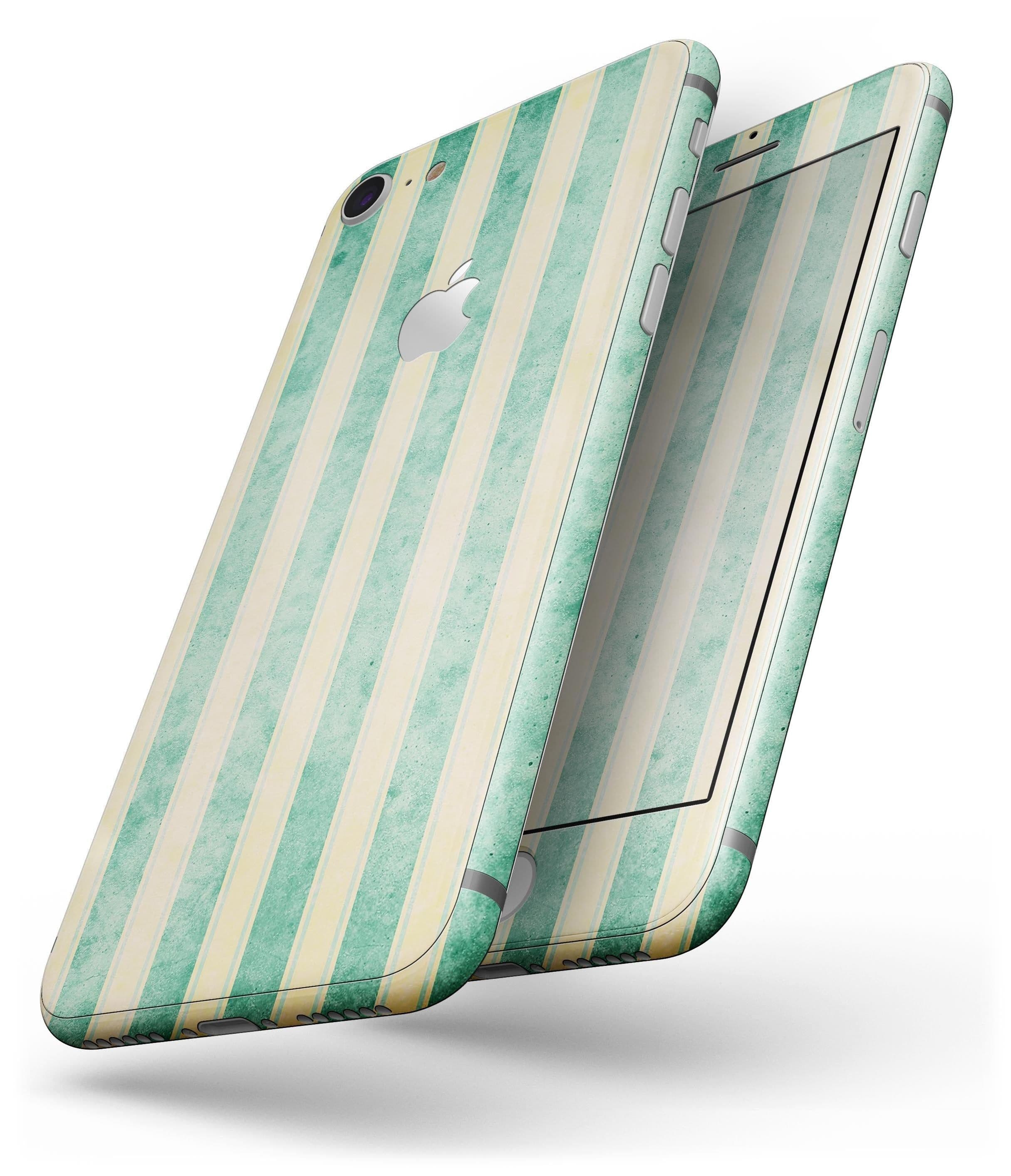 image-Green Grunge Vertival Stripes Over Yellow - Skin-kit for the iPhone 8