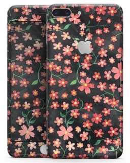 image-Flowers with Stems over Black Watercolor - Skin-kit for the iPhone 8