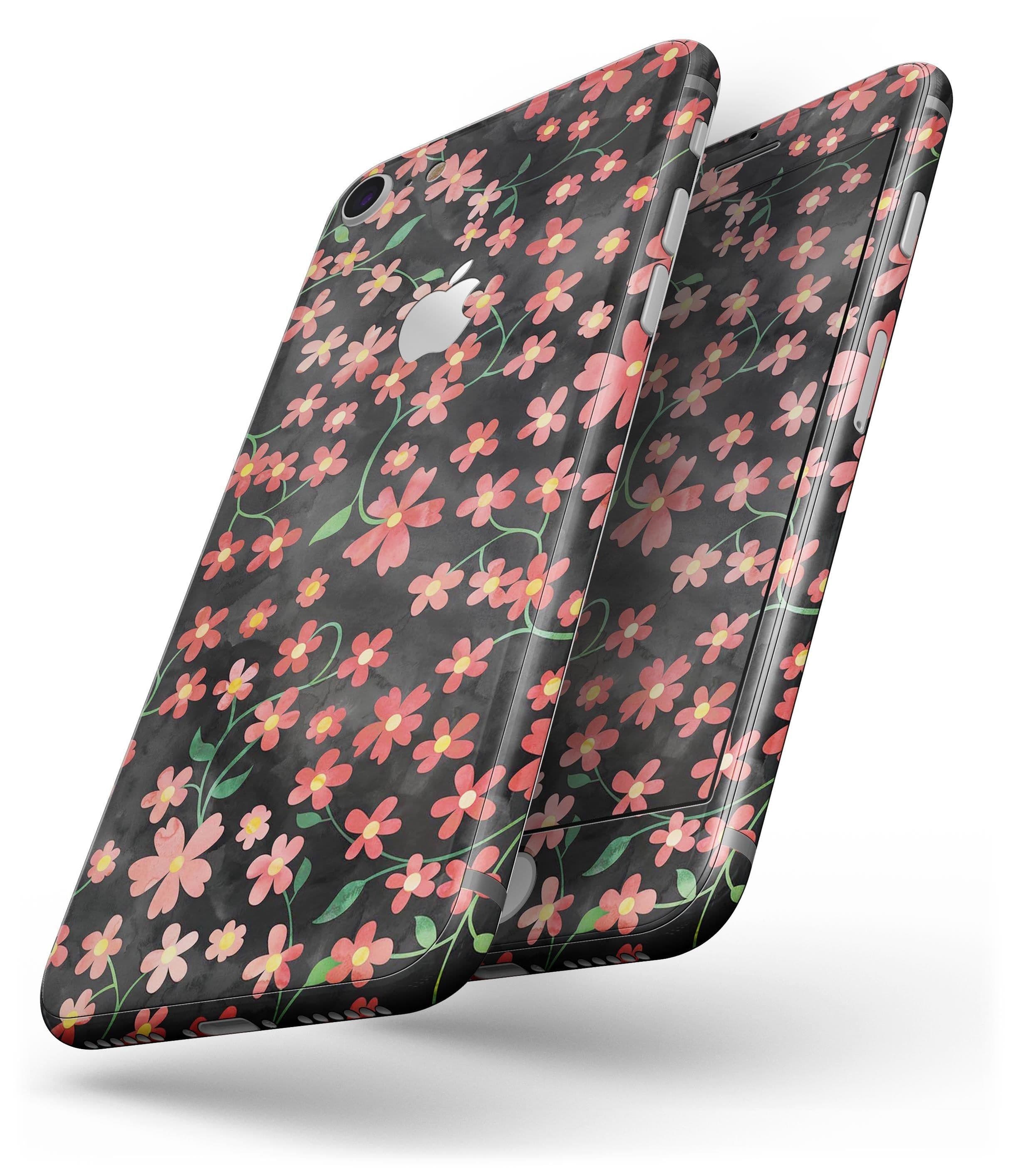 image-Flowers with Stems over Black Watercolor - Skin-kit for the iPhone 8
