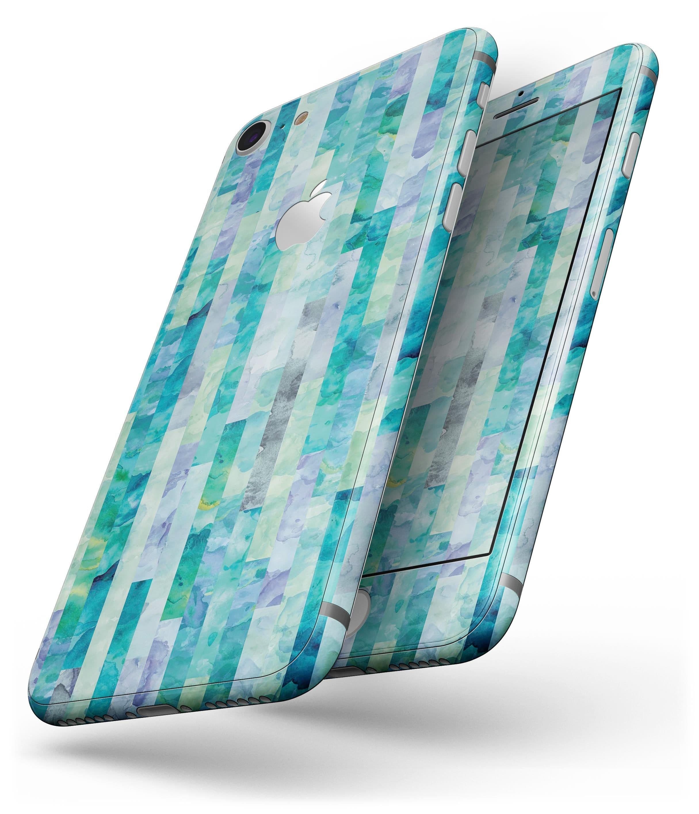 image-Aqua Watercolor Patchwork - Skin-kit for the iPhone 8 or 8 Plus