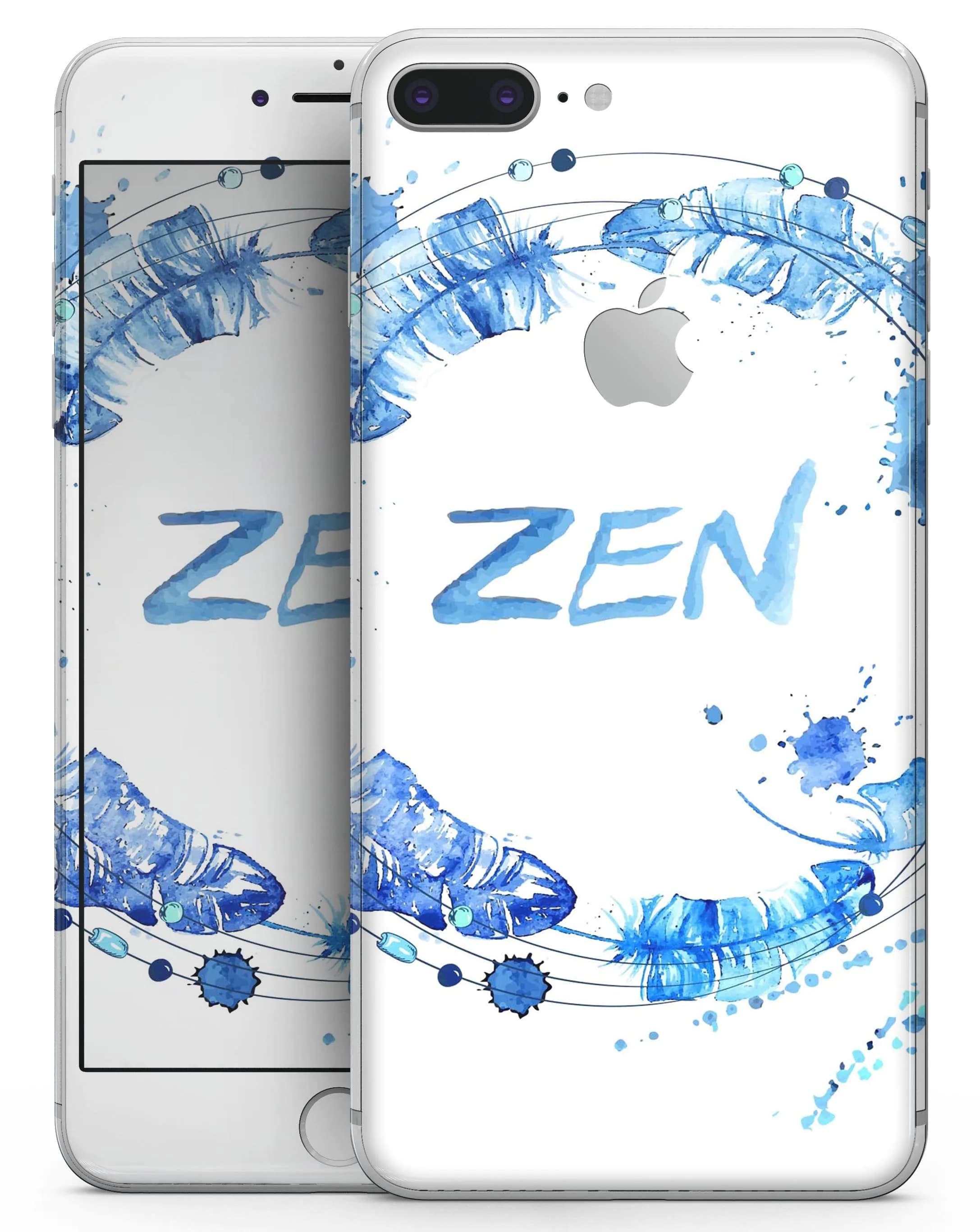 image-Abstract Watercolor Blue Feather Circle - Skin-kit for the iPhone 8 or