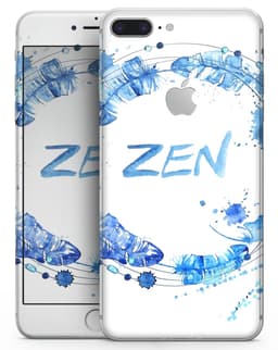 image-Abstract Watercolor Blue Feather Circle - Skin-kit for the iPhone 8 or
